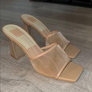 Dolce Vita Narda Heels Blush Mesh with Square-Toe Design